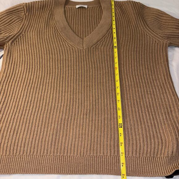 ARITZIA Babaton Roger Sweater In Heather Gold Camel V-neck MSRP $168 LARGE. NEW - Picture 11 of 11